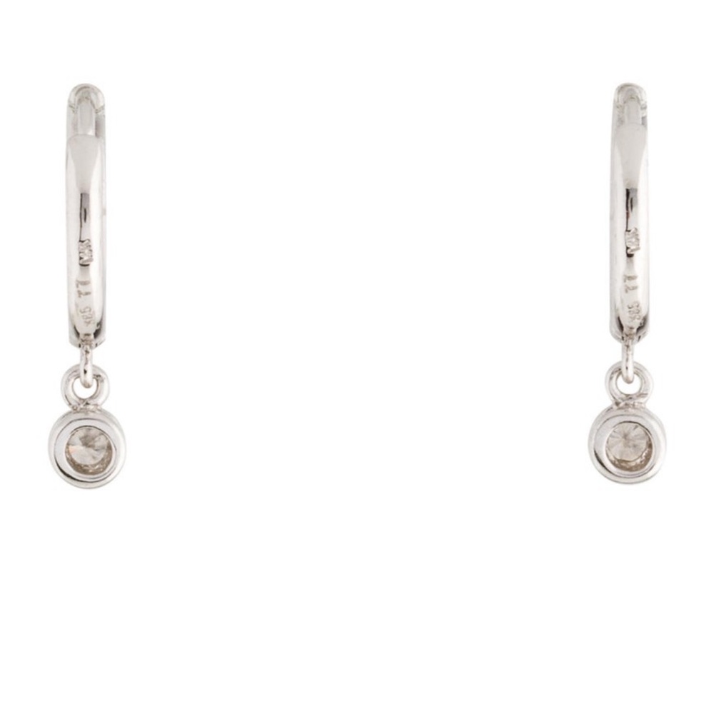 14k .12ctw Diamond Huggie Earrings in Rhodium Plated White Gold - Excellent Cond - Picture 4 of 7